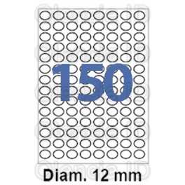 Etiquettes en planche jet/laser Rondes Ø 12 mm 150 poses boite de 100 planches