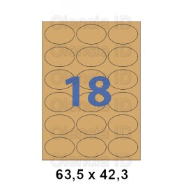 Etiquettes en planche Kraft ovales 63,5x42,3 mm - 18 poses