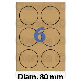 Etiquettes en planche Kraft Brun ronde diamètre 80 mm - 6 poses