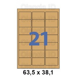 Etiquettes en planche Kraft, angles arrondis 63,5x38,1 mm - 21 poses