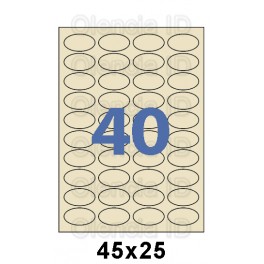Etiquettes en planche vergé crème ovales 42x25 mm - 40 poses