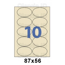 Etiquettes en planche vergé crème ovales 87x56 mm - 10 poses