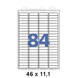 Etiquettes en planche 46x11,1 mm Jet/laser - adhésif permanent 84 poses