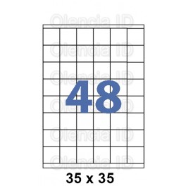 Etiquettes en planche 35x35 mm Jet/laser - angle droit adhésif permanent 48 poses