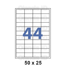 Etiquettes en planche 50x25 mm Jet/laser - angle droit adhésif permanent 44 poses