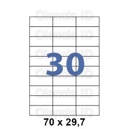 Etiquettes en planche 70x29,7 mm Jet/laser - adhésif permanent 30 poses