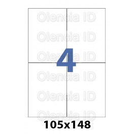Etiquettes en planche adhésif enlevable angles vifs 105x148 mm - 4 poses