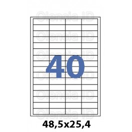 Etiquettes en planche adhésif opaque angles vifs 48,5x25,4 mm - 40 poses