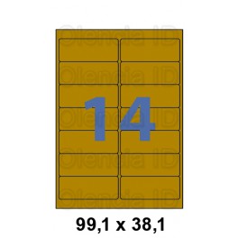 Etiquettes en planche Satiné OR angles arrondis 99,1x38,1 mm - 14 poses - Couché Satiné OR - Adhésif Permanent