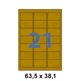 Etiquettes en planche Satiné OR angles arrondis 63,5x38,1 mm - 21 poses