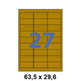 Etiquettes en planche Satiné OR  angles arrondis 63,5x29,6 mm - 27 poses