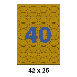 Etiquettes en planche Satiné OR ovales 42x25 mm Couché Satiné OR - 40 poses