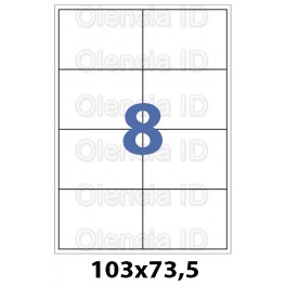 Etiquettes en planche 103x73,5 mm - 8 poses Vinyl Blanc mat jet d'encre - 10 feuilles