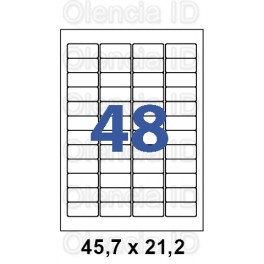 Etiquettes en planche A4 Polyethylène angles arrondis 45,7x21,2 mm - 48 poses