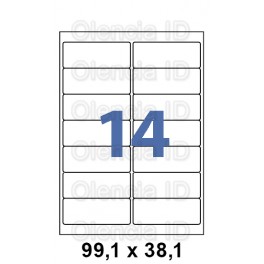 Etiquettes en planche A4 Polyethylène  angles arrondis 99,1x38,1 mm - 14 poses
