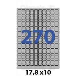 Etiquettes en planche Polyester Argent Mat angles arrondis 17,8x10 mm - 270 poses