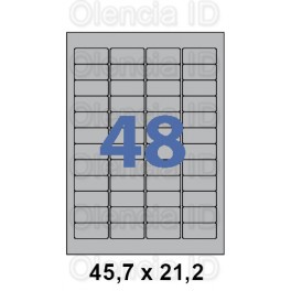Etiquettes en planche Polyester Argent Mat angles arrondis 45,7x21,2 mm - 48 poses