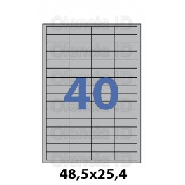 Etiquettes en planche Polyester Argent Mat angles vifs 48,5x25,4 mm - 40 poses