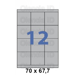 Etiquettes en planche Polyester Argent Mat 70x67,7 mm - 12 poses