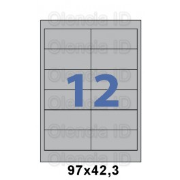 Etiquettes en planche Polyester Argent Mat 97x42,3 mm - 12 poses