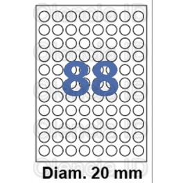 Etiquettes en planche jet laser Rondes &Oslash; 20 mm 88 poses boite de 100 planches