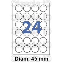 Etiquettes en planche Jet/Laser, Rondes &Oslash; 45 mm 24 poses boite de 100 planches