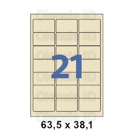 Etiquettes en planche angles Verg&eacute; Cr&egrave;me Ivoire arrondis 63,5x38,1 mm  - 21 poses