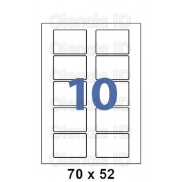 Etiquettes en planche 70x52 mm Jet/laser - adh&eacute;sif permanent 10 poses
