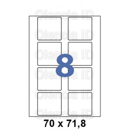 Etiquettes en planche 70x71,8 mm Jet/laser - adh&eacute;sif permanent 8 poses