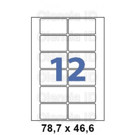 Etiquettes en planche 78,7x46,6 mm Jet/laser - adh&eacute;sif permanent 12 poses