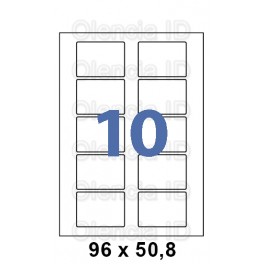 Etiquettes en planche 96x50,8 mm Jet/laser - adh&eacute;sif permanent 10 poses