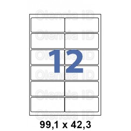 Etiquettes en planche 99,1x42,3 mm Jet/laser - adh&eacute;sif permanent 12 poses