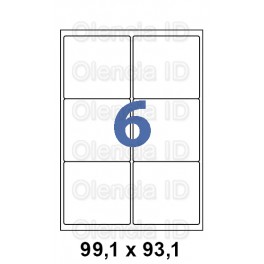 Etiquettes en planche 99,1x93,1 mm Jet/laser - adh&eacute;sif permanent 6 poses
