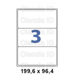 Etiquettes en planche 199,6x96,4 mm Jet/laser - adh&eacute;sif permanent 3 poses