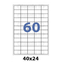 Etiquettes en planche 40x24 mm Jet/laser - adh&eacute;sif permanent 60 poses