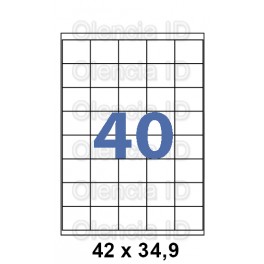 Etiquettes en planche 42x34.9 mm Jet/laser - angle droit adh&eacute;sif permanent 40 poses