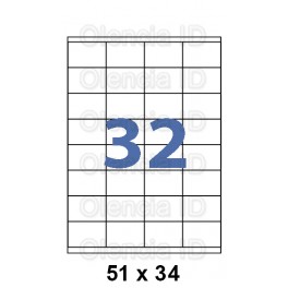 Etiquettes en planche 51x34 mm Jet/laser - angle droit adh&eacute;sif permanent 32 poses