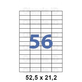 Etiquettes en planche 52,5x21,2 mm Jet/laser - adh&eacute;sif permanent 56 poses