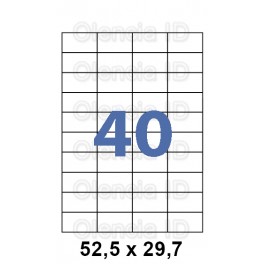 Etiquettes en planche 52,5x29,7 mm Jet/laser - adh&eacute;sif permanent 40 poses