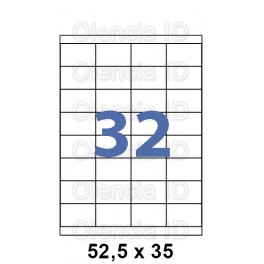 Etiquettes en planche 52.5x35 mm Jet/laser - angle droit adh&eacute;sif permanent 32 poses