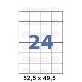 Etiquettes en planche 52.5x49.5 mm Jet/laser - angle droit adh&eacute;sif permanent 24 poses