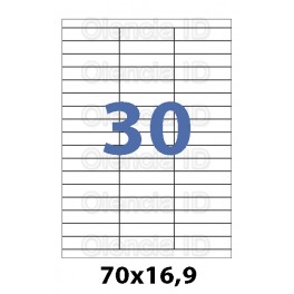 Etiquettes en planche 70x16,9 mm Jet/laser - adh&eacute;sif permanent 51 poses