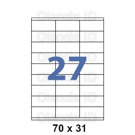 Etiquettes en planche 70x31 mm Jet/laser - angle droit adh&eacute;sif permanent 27 poses