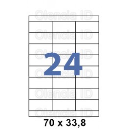 Etiquettes en planche 70x33,8 mm Jet/laser - angle droit adh&eacute;sif permanent 24 poses