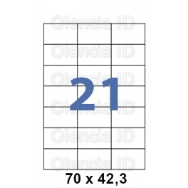 Etiquettes en planche 70x42,3 mm Jet/laser - adh&eacute;sif permanent 21 poses