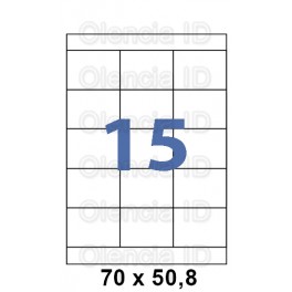 Etiquettes en planche 70x50,8 mm Jet/laser - adh&eacute;sif permanent 15 poses