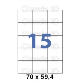 Etiquettes en planche 70x59.4 mm Jet/laser - angle droit adh&eacute;sif permanent 15 poses