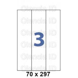 Etiquettes en planche 70x297 mm Jet/laser - adh&eacute;sif permanent 3 poses