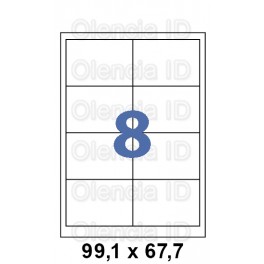 Etiquettes en planche 99.1x67,7 mm Jet/laser - angle droit adh&eacute;sif permanent 8 poses