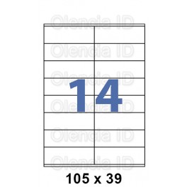 Etiquettes en planche 105x39 mm Jet/laser - angle droit adh&eacute;sif permanent 14 poses